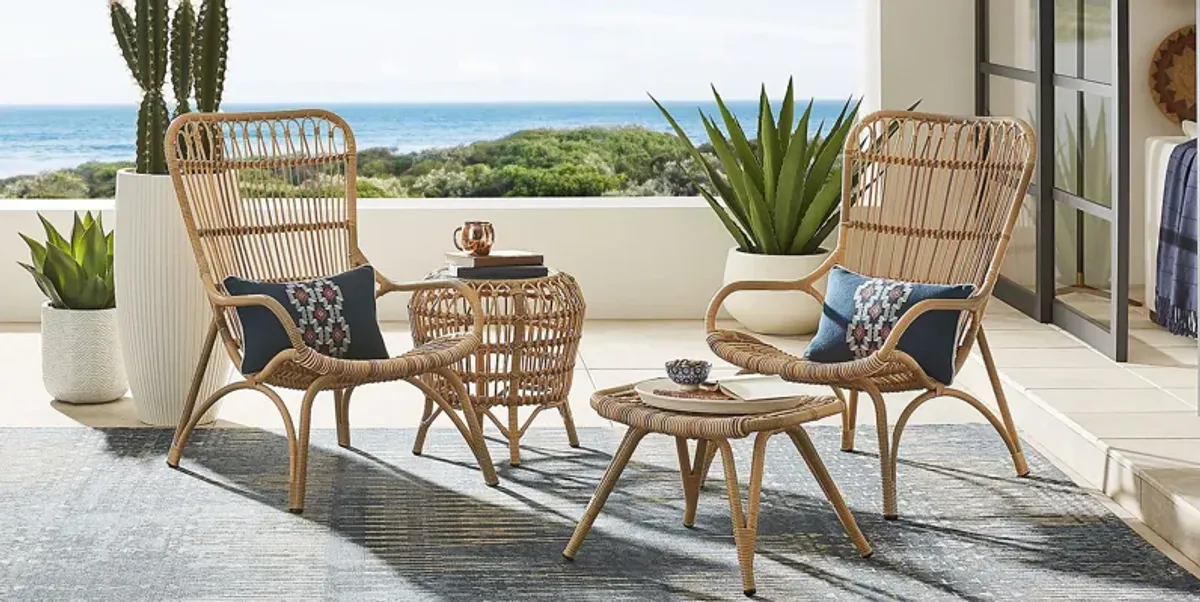 Kain Natural 3 Pc Outdoor Seating Set