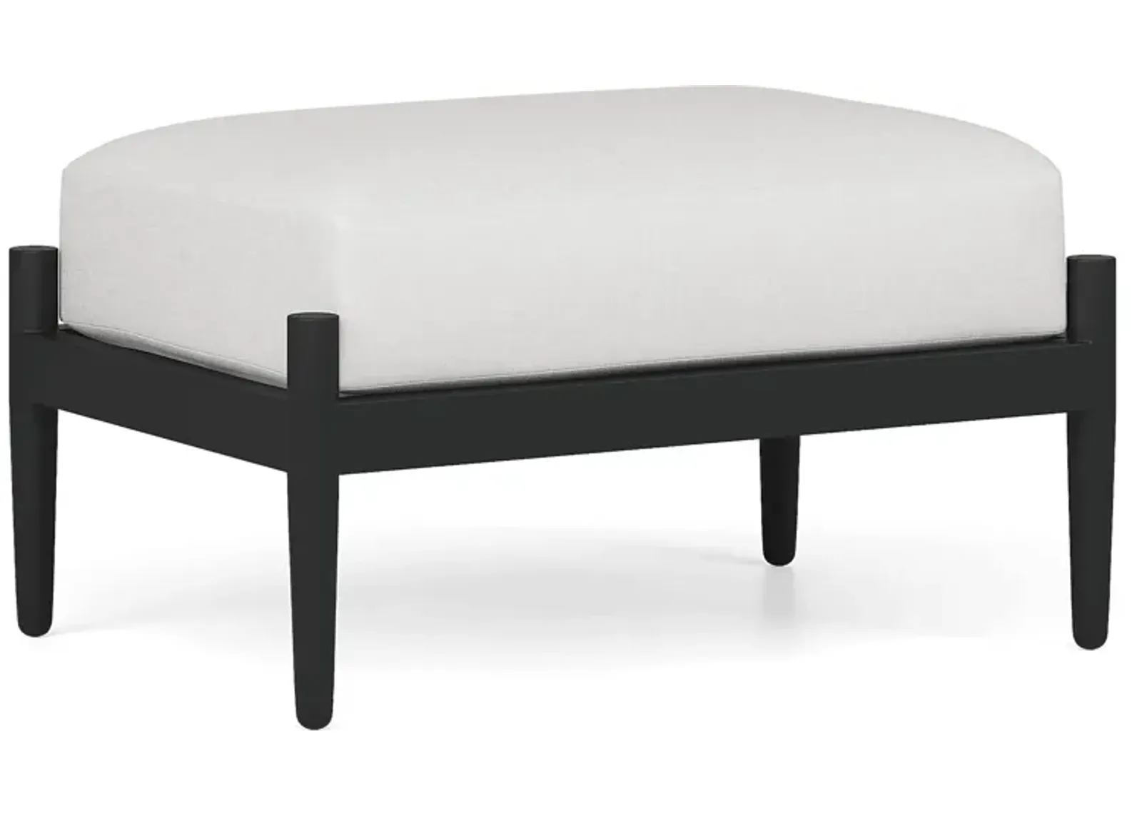 Harlowe Black Outdoor Ottoman with White Cushion