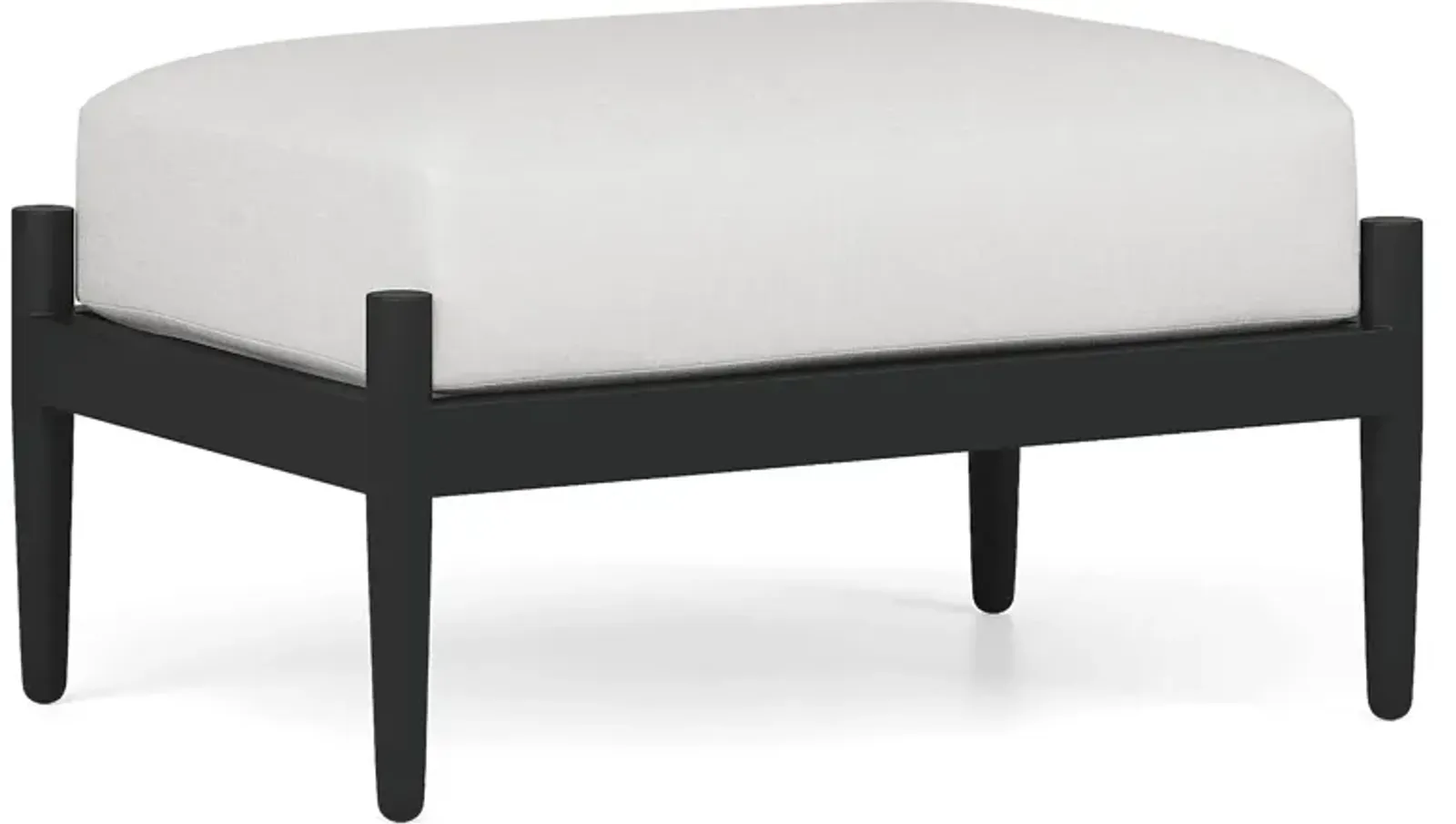 Harlowe Black Outdoor Ottoman with White Cushion