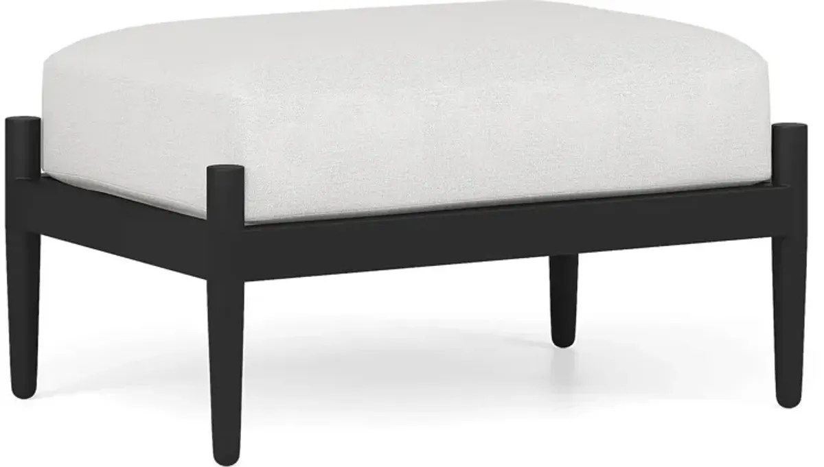 Harlowe Black Outdoor Ottoman with Dove Cushion