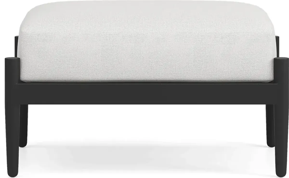 Harlowe Black Outdoor Ottoman with Dove Cushion