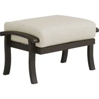 Lake Breeze Aged Bronze Outdoor Ottoman with Parchment Cushion