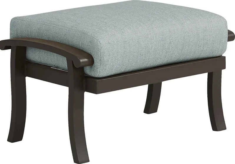 Lake Breeze Aged Bronze Outdoor Ottoman with Mist Cushion