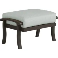 Lake Breeze Aged Bronze Outdoor Ottoman With Rollo Mist Cushion
