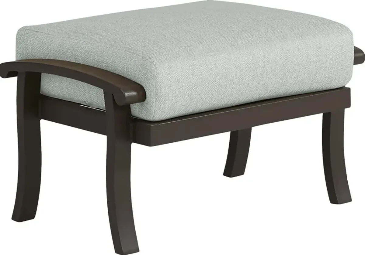 Lake Breeze Aged Bronze Outdoor Ottoman With Rollo Mist Cushion