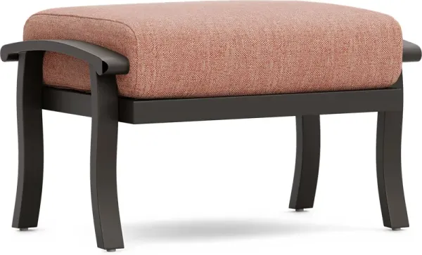 Lake Breeze Aged Bronze Outdoor Ottoman with Terracotta Cushion