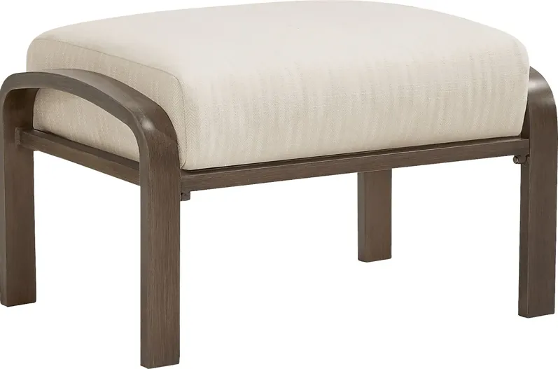 Torio Brown Outdoor Ottoman with Oatmeal Cushion