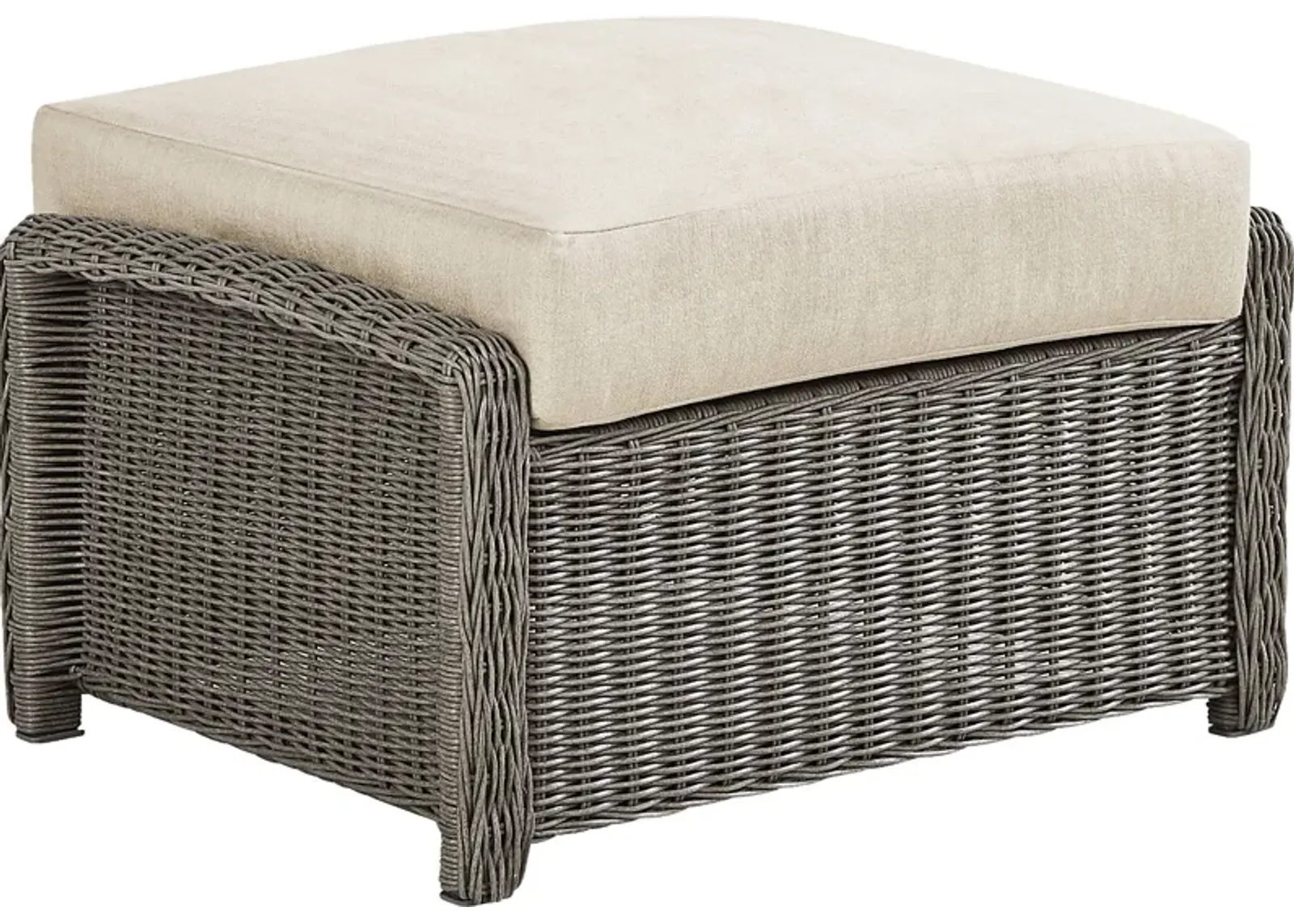 Forest Hills Gray Outdoor Ottoman with Beige Cushion