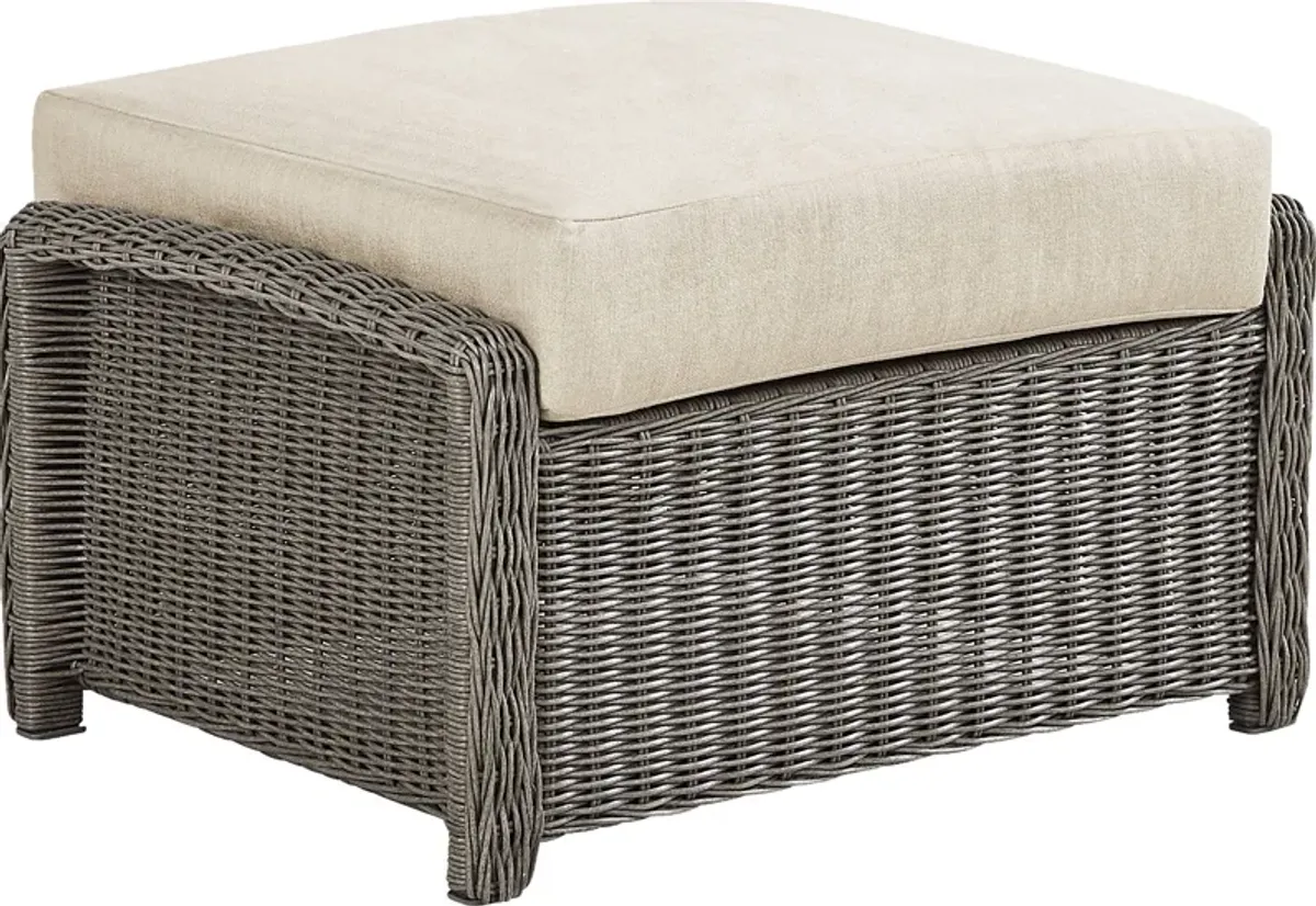 Forest Hills Gray Outdoor Ottoman with Beige Cushion