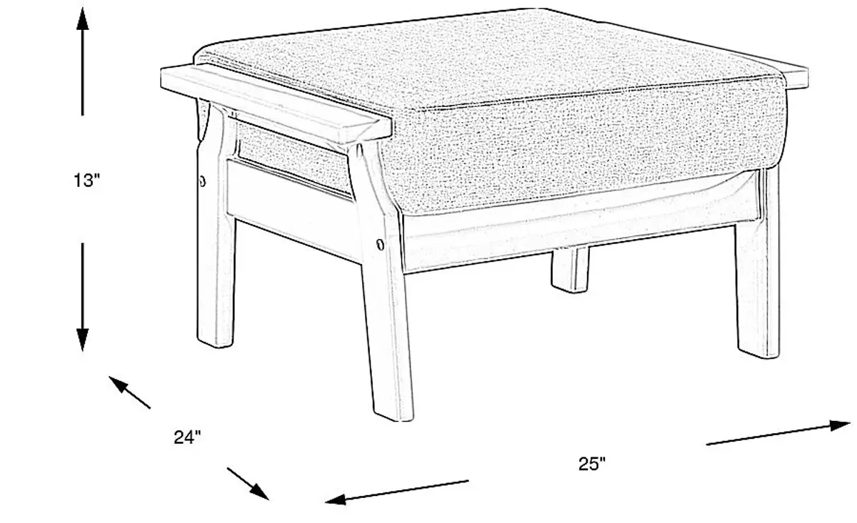 Eastlake White Ottoman with Agean Cushion