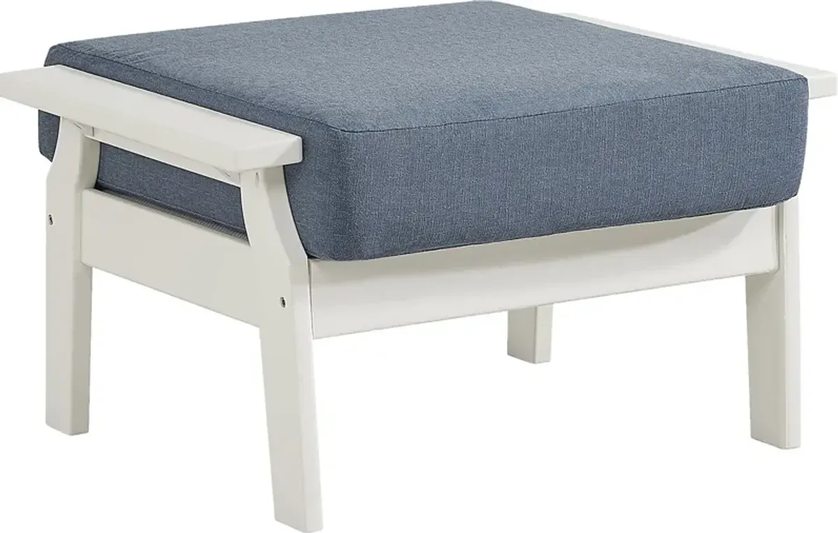 Eastlake White Ottoman with Agean Cushion