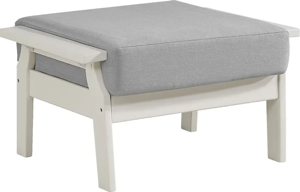 Eastlake White Ottoman with Pewter Cushion