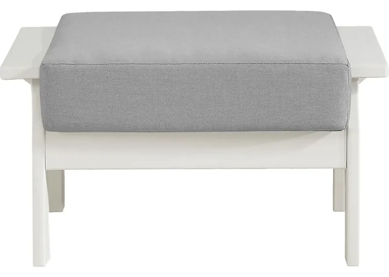 Eastlake White Ottoman with Pewter Cushion