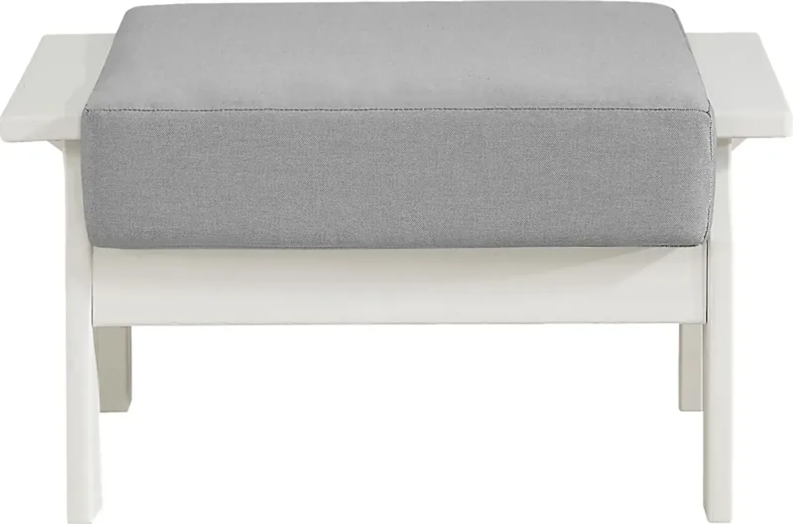 Eastlake White Ottoman with Pewter Cushion