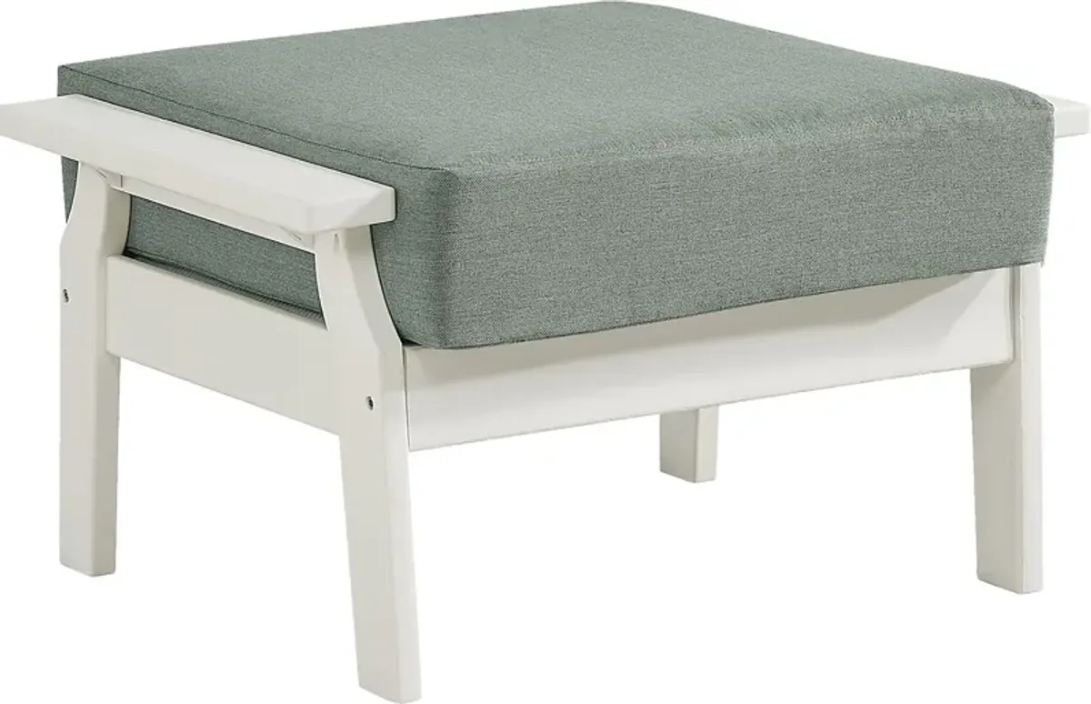 Eastlake White Ottoman with Jade Cushion