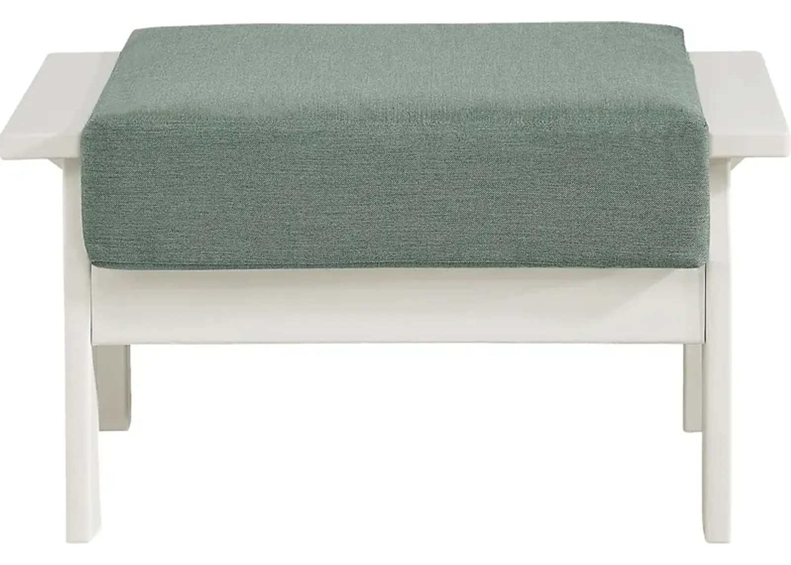 Eastlake White Ottoman with Jade Cushion