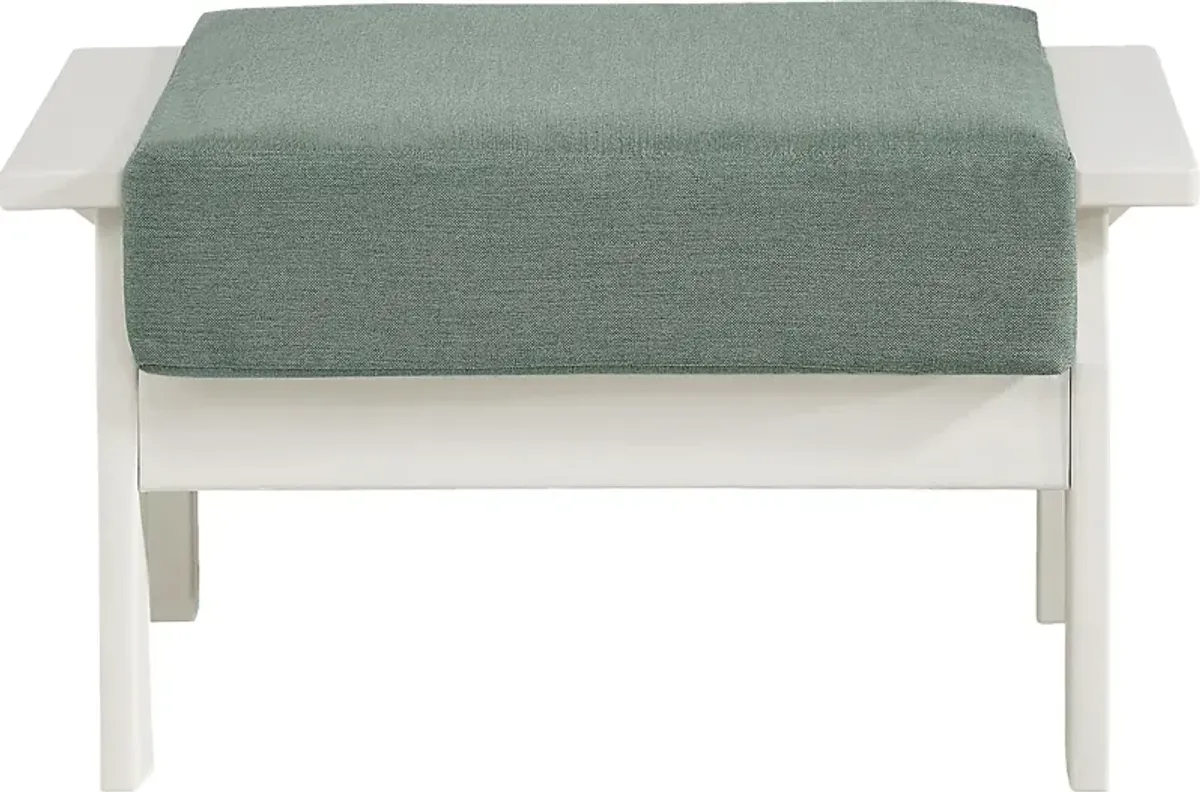 Eastlake White Ottoman with Jade Cushion