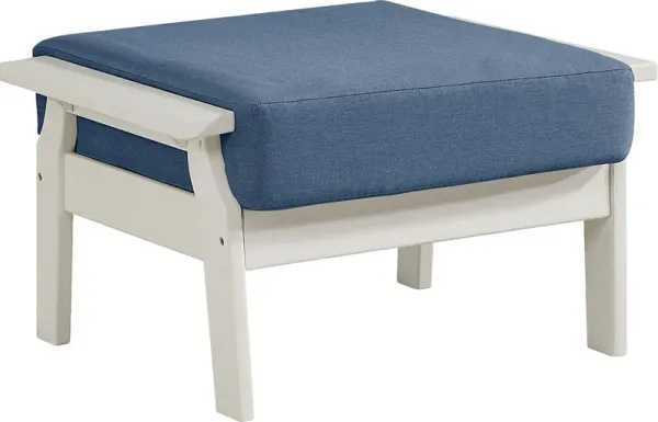 Eastlake White Outdoor Ottoman with Blueberry Cushion