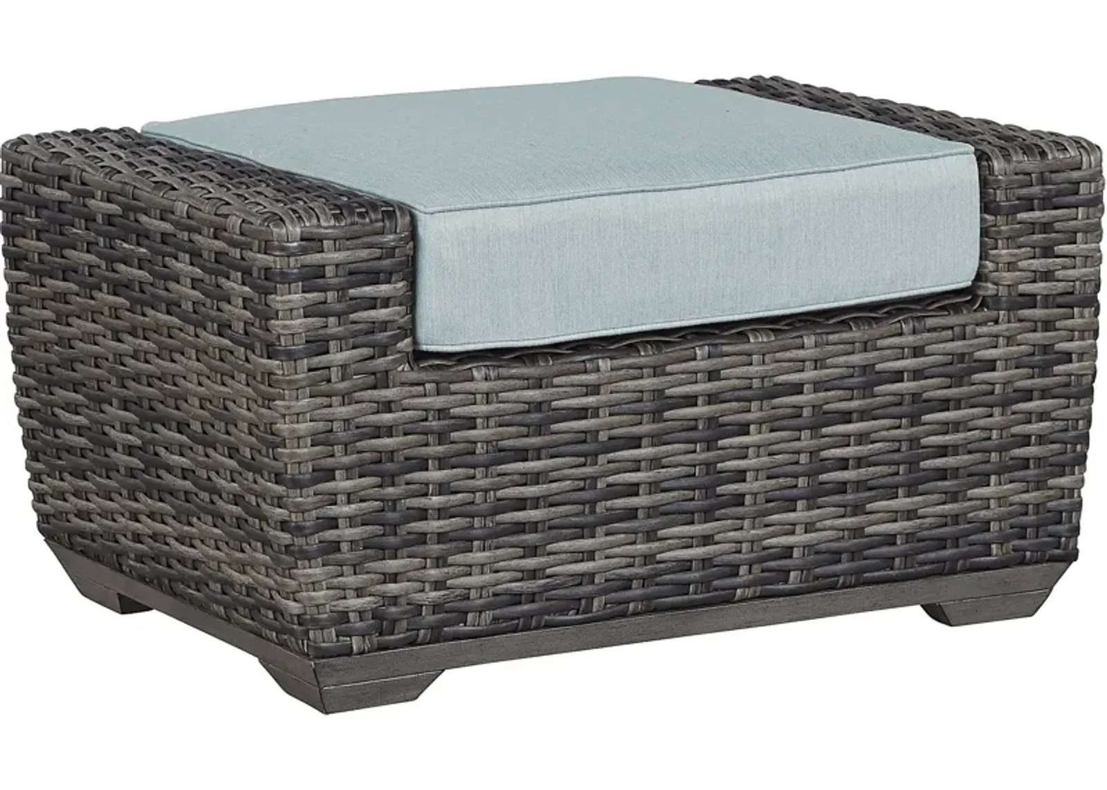 Montecello Gray Outdoor Ottoman with Mist Cushion