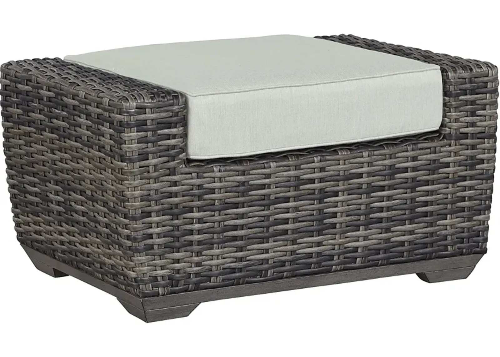 Montecello Gray Outdoor Ottoman with Rollo Mist Cushion