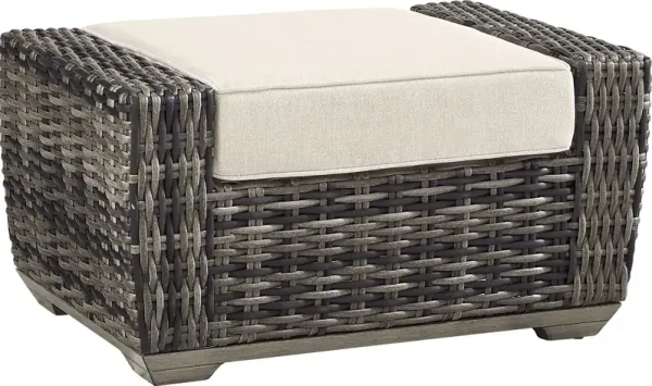 Montecello Gray Outdoor Ottoman with Twine Cushion