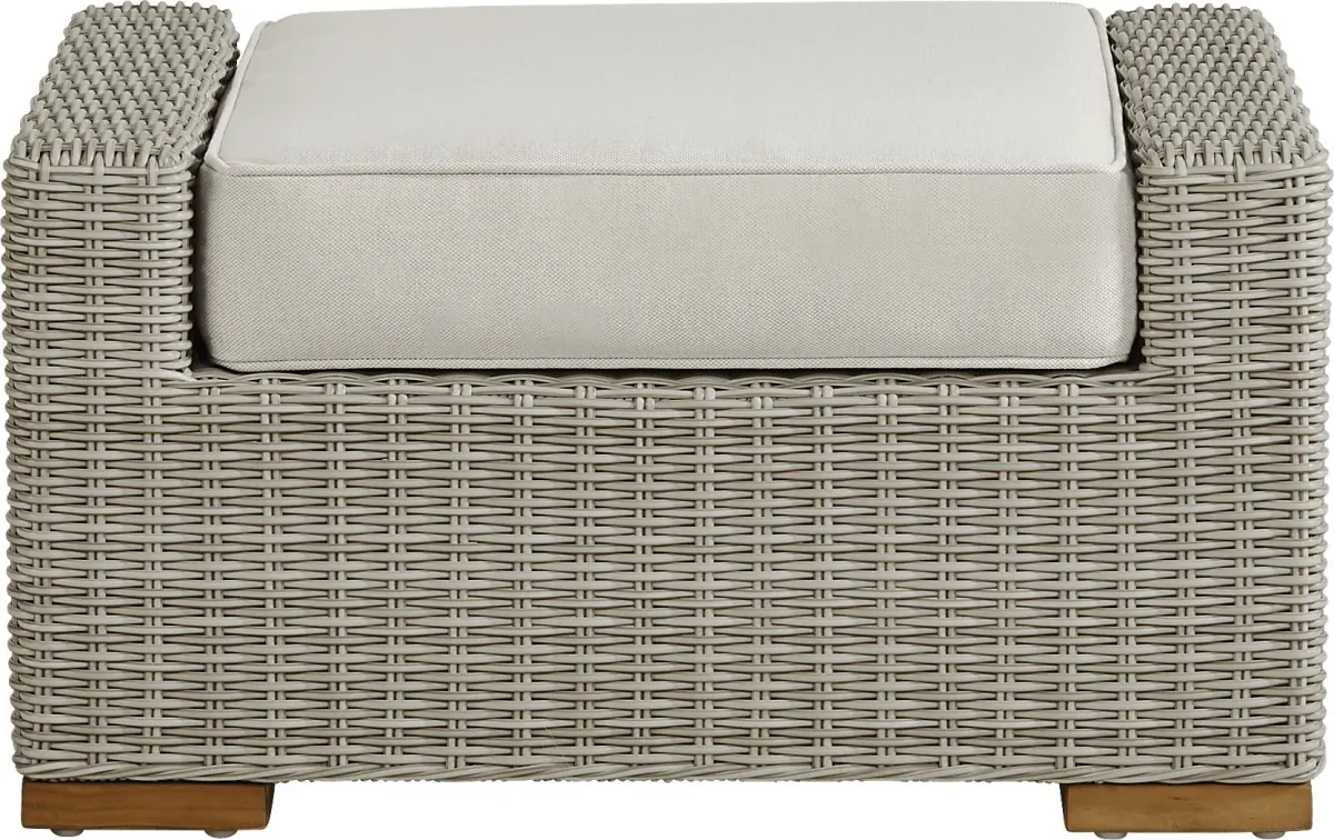 Patmos Gray Outdoor Ottoman with Linen Cushion