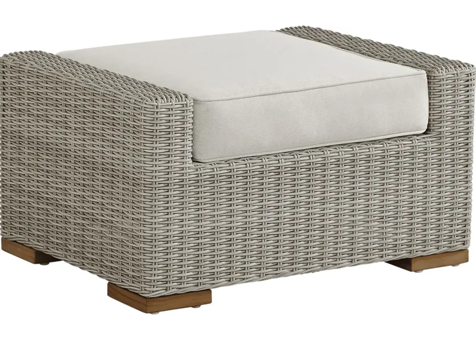 Patmos Gray Outdoor Ottoman with Linen Cushion