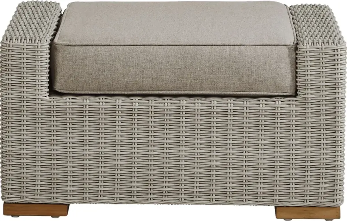 Patmos Gray Outdoor Ottoman with Mushroom Cushion