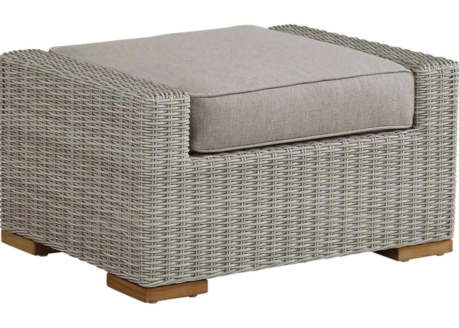 Patmos Gray Outdoor Ottoman with Mushroom Cushion