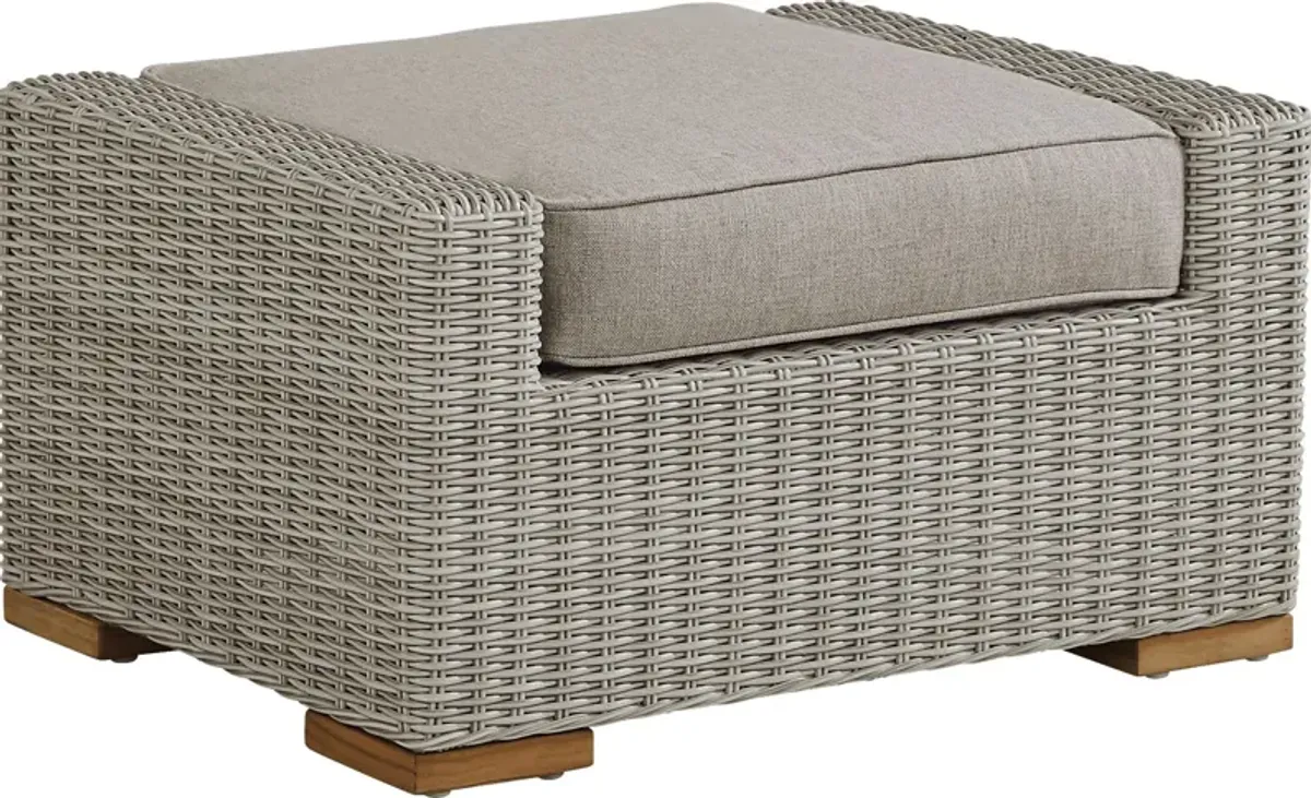 Patmos Gray Outdoor Ottoman with Mushroom Cushion