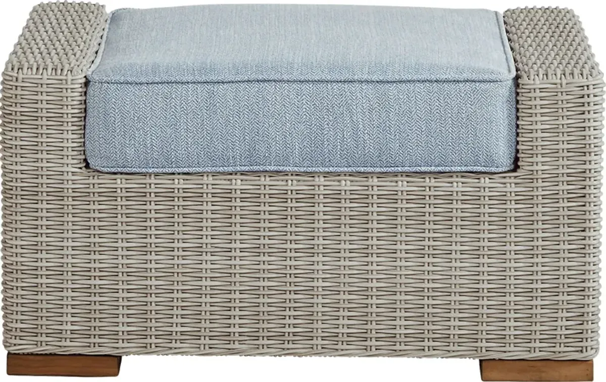 Patmos Gray Outdoor Ottoman with Steel Cushion