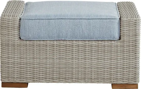 Patmos Gray Outdoor Ottoman with Steel Cushion