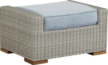Patmos Gray Outdoor Ottoman with Steel Cushion