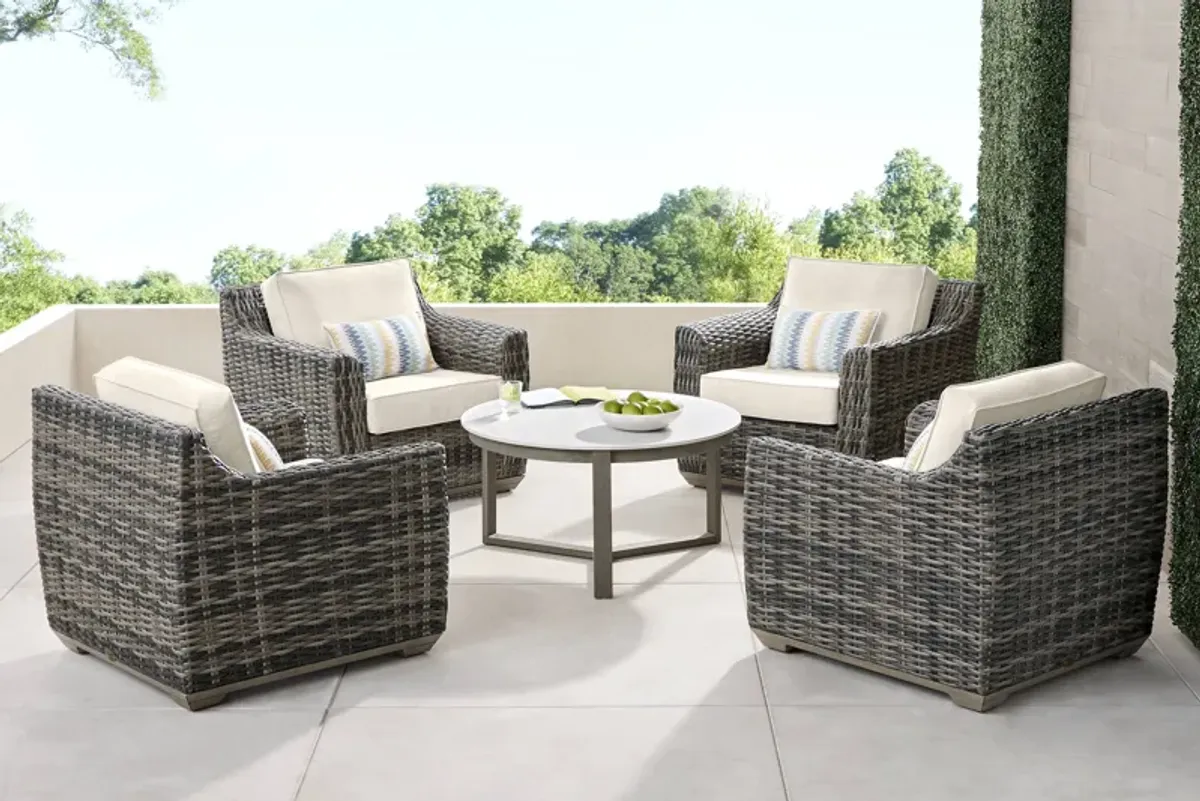 Montecello Gray 5 Pc Outdoor Chat Set with Twine Cushions