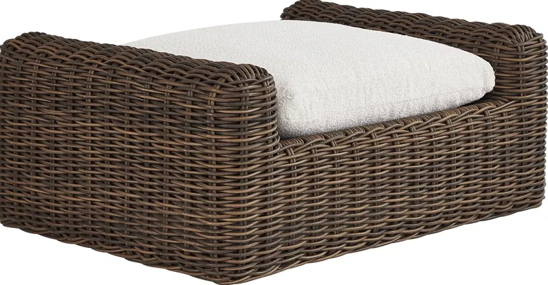 Plume Brown Outdoor Ottoman with Ivory Cushion