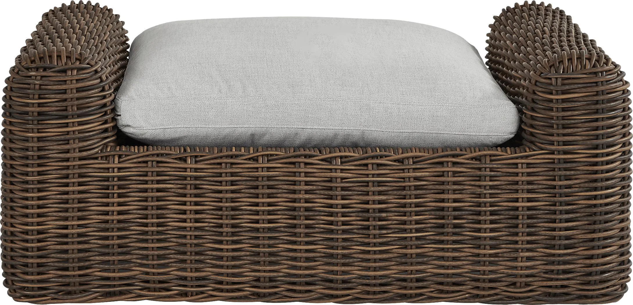 Plume Brown Outdoor Ottoman with Dove Cushion