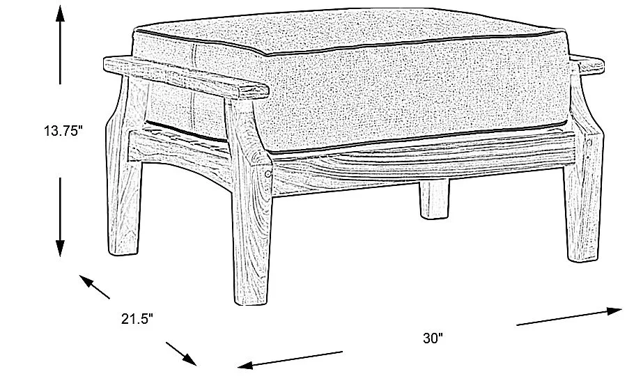 Pleasant Bay Teak Outdoor Ottoman with Denim Cushion