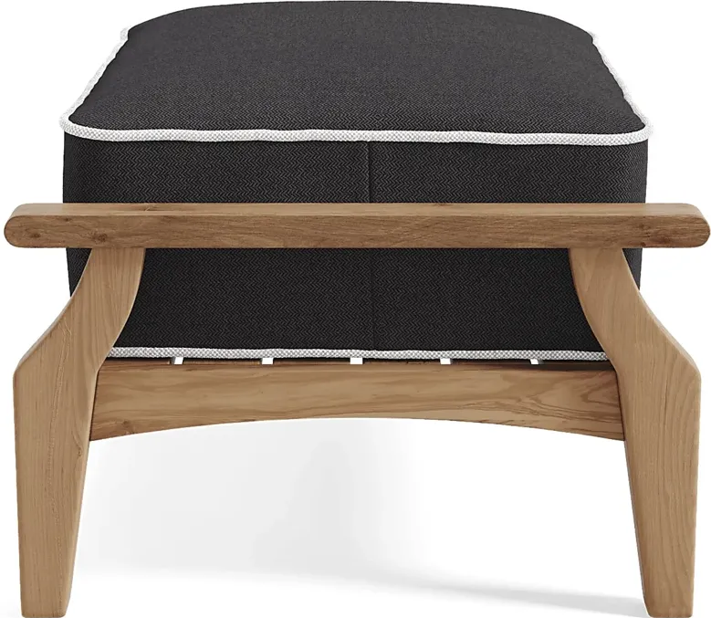 Pleasant Bay Teak Outdoor Ottoman with Charcoal Cushion