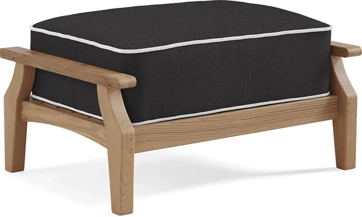 Pleasant Bay Teak Outdoor Ottoman with Charcoal Cushion