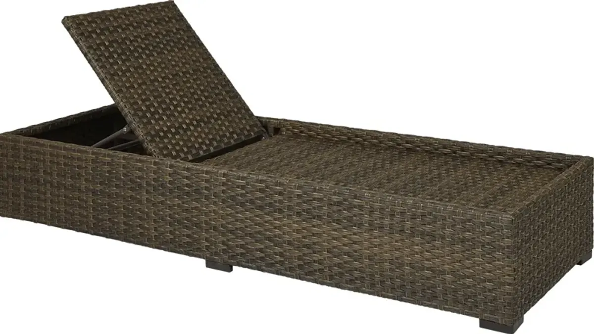 Rialto Brown Outdoor Chaise with Putty Cushions