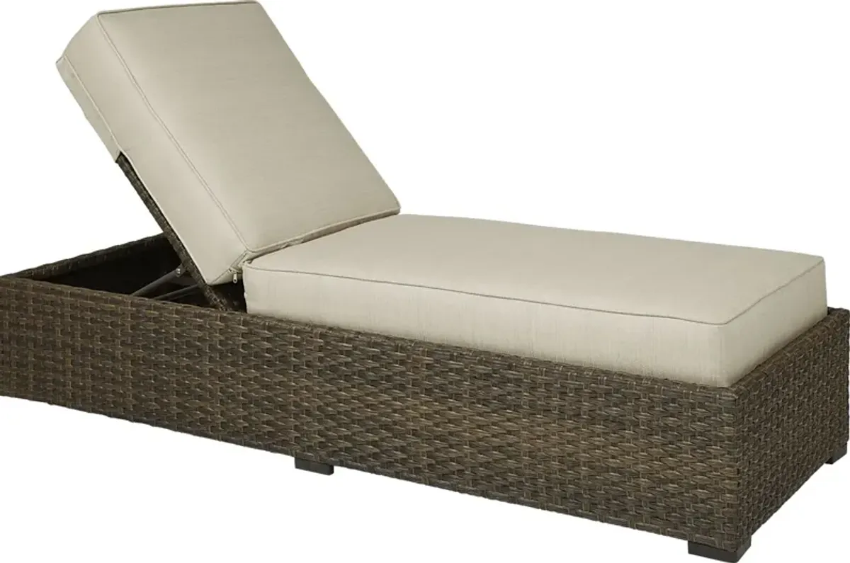 Rialto Brown Outdoor Chaise with Putty Cushions