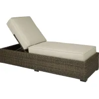 Rialto Brown Outdoor Chaise with Putty Cushions