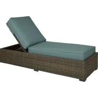 Rialto Brown Outdoor Chaise with Aqua Cushions