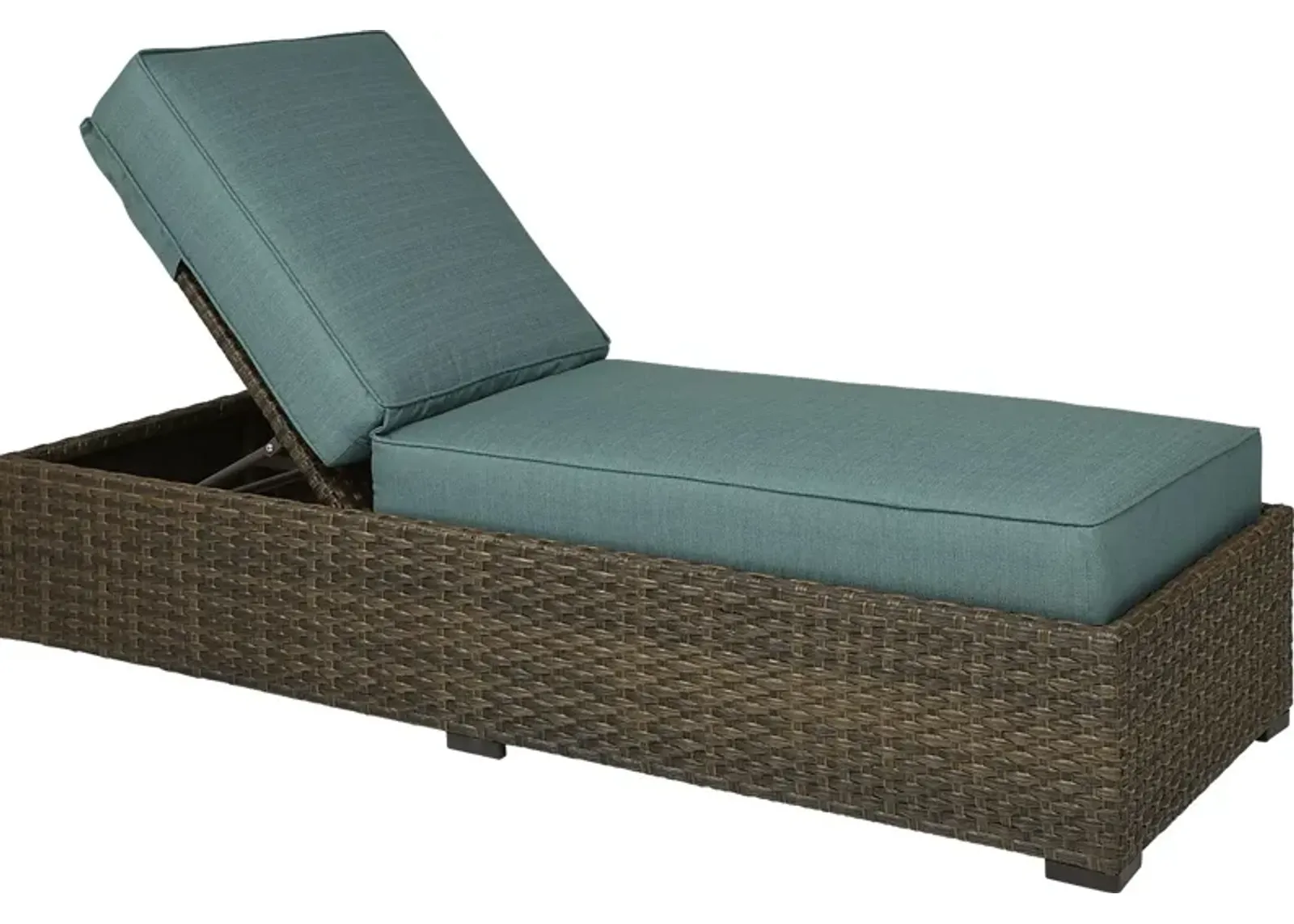 Rialto Brown Outdoor Chaise with Aqua Cushions