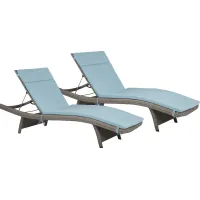 Luna Lake Gray Outdoor Chaise with Mineral Cushions, Set of 2