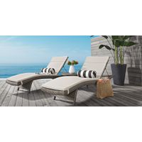 Luna Lake Gray Outdoor Chaise with Canvas Cushions, Set of 2