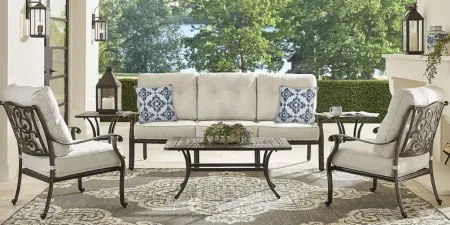 Lake Como Antique Bronze 4 Pc Outdoor Seating Set With Silk-Colored Cushions