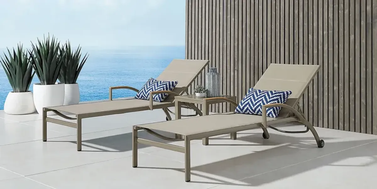 Solana Taupe Outdoor Chaises, Set of 2