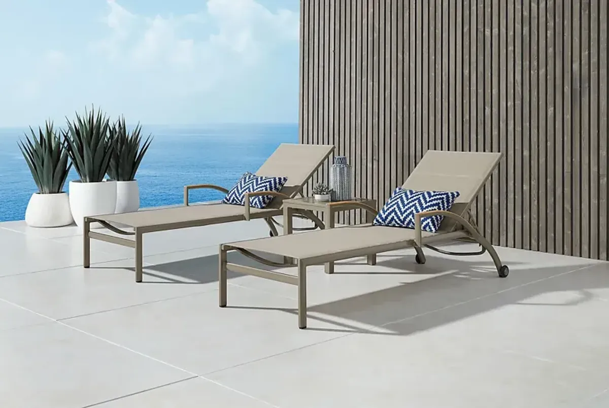 Solana Taupe Outdoor Chaises, Set of 2