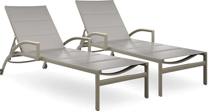 Solana Taupe Outdoor Chaises, Set of 2